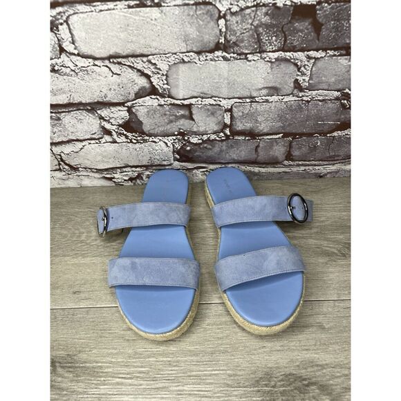 Stuart Weitzman Periwinkle Blue Suede Leather Espadrille Sandals Women Sz 6B US - Picture 1 of 16